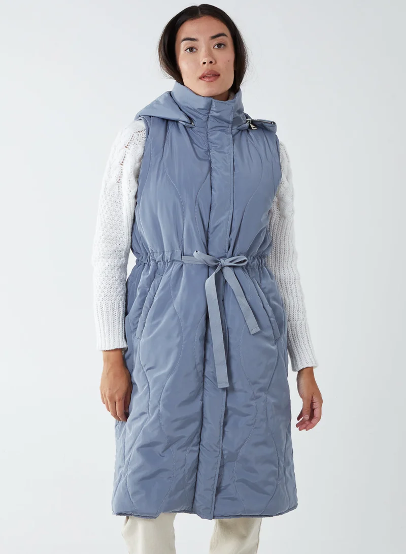 Blue Vanilla Quilted Belted Gilet